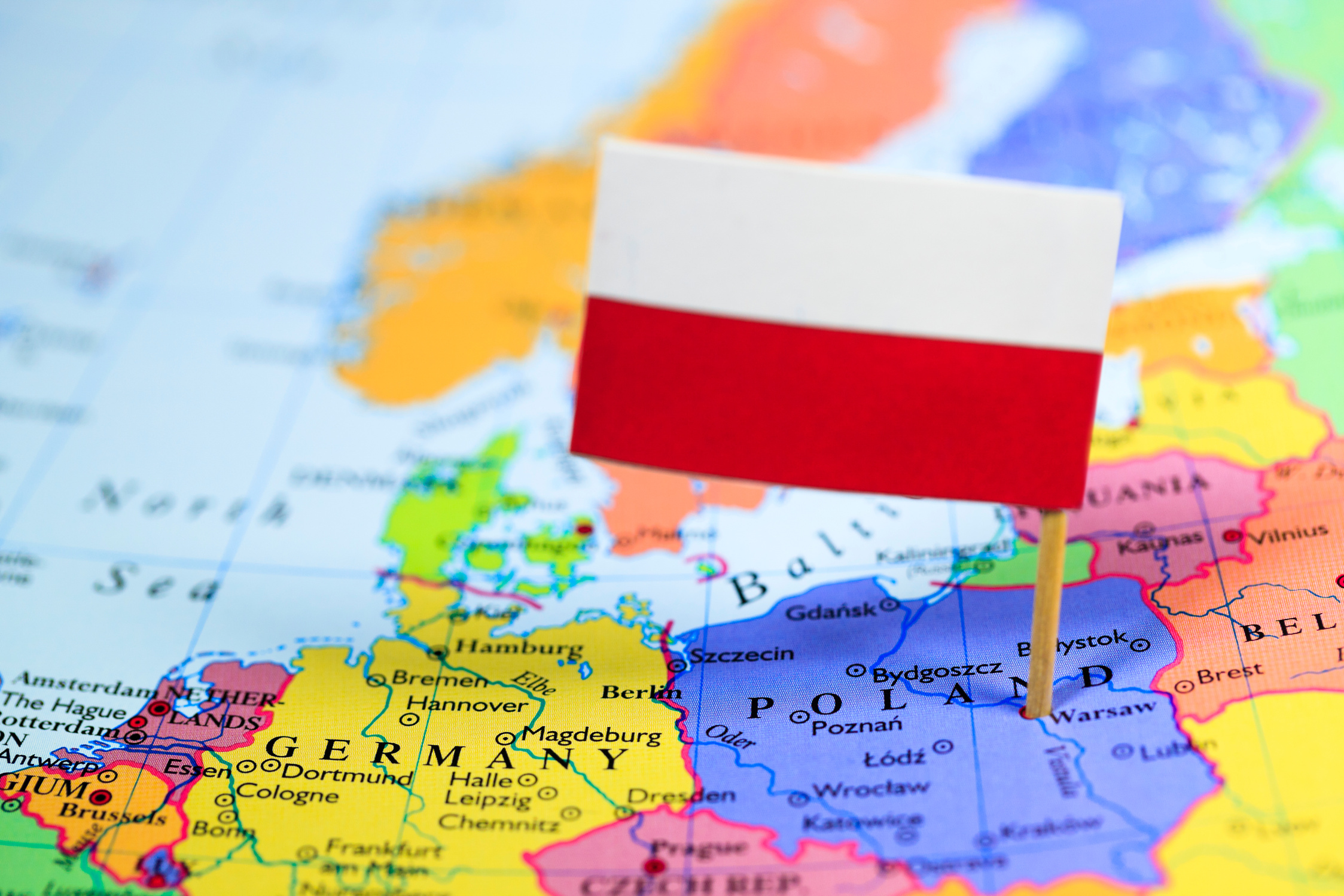 Map and flag of Poland